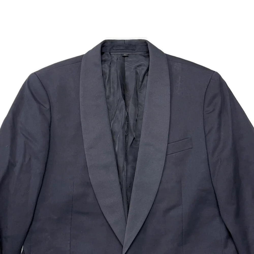 J Crew Ludlow Slim Fit Black Shawl Collar Tuxedo Italian Wool Mens 39R Navy Blue